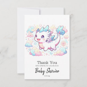 Pastel Majestic Dragon Baby shower Bedankkaart