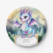 Pastel Majestic Schattigee Dragon Verjaardag Papieren Bordje (Voorkant)