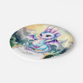 Pastel Majestic Schattigee Dragon Verjaardag Papieren Bordje (Gekanteld)
