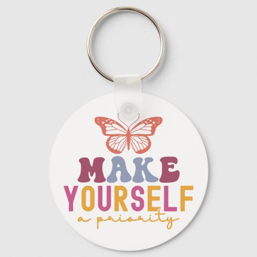 Pastel "Make Yourself a Priority" Self Care Graphi Sleutelhanger (Voorkant)
