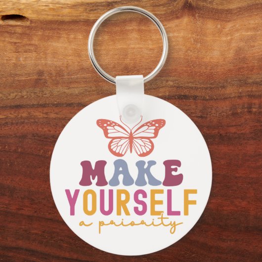 Pastel "Make Yourself a Priority" Self Care Graphi Sleutelhanger (Voorkant)