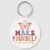 Pastel "Make Yourself a Priority" Self Care Graphi Sleutelhanger (Achterkant)