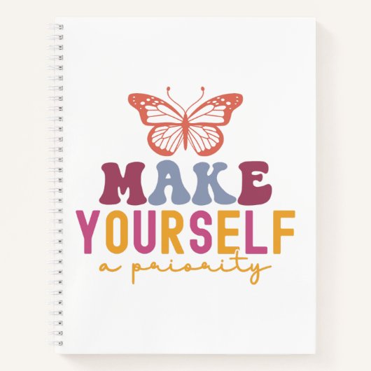 Pastel "Make Yourself a Priority" Self Care Notitieboek (Voorkant)