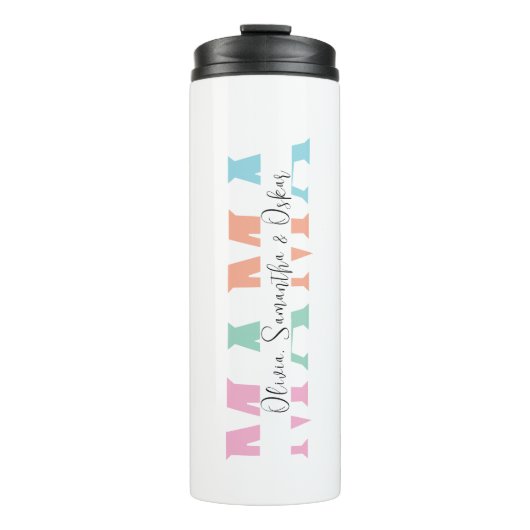 Pastel "MAMA" Gepersonaliseerde Thermische Tumbler Thermosbeker (Voorkant)