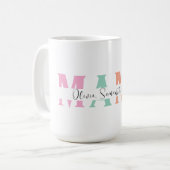Pastel MAMA Mok met de naam van gepersonaliseerde  (Voorkant links)