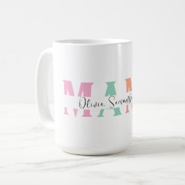 Pastel MAMA Mok met de naam van gepersonaliseerde