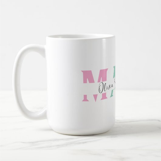 Pastel MAMA Mok met de naam van gepersonaliseerde  (Links)