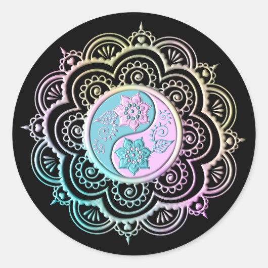 Pastel Mandala Ronde Sticker (Voorkant)