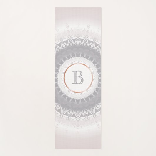 Pastel Mandala Roos Gold Monogram Yogamat (Voorkant)