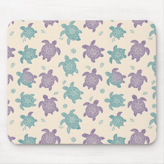 Pastel Mandala Schildpad Patroon Muismat (Voorkant)