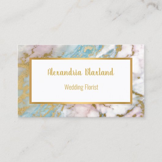 PASTEL MARBLE ABSTRACT GOLD WHITE VISITEKAARTJE (Voorkant)