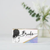 Pastel Marble and Gold Modern Hair Braiding Salon Visitekaartje (Staand voorkant)