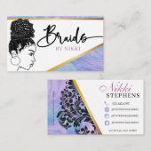Pastel Marble and Gold Modern Hair Braiding Salon Visitekaartje (Voorkant / Achterkant)