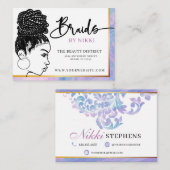 Pastel Marble and Gold Modern Hair Braiding Salon Visitekaartje (Voorkant / Achterkant)