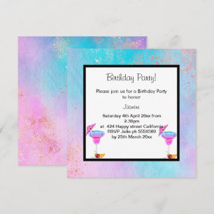 PASTEL MARBLE COCKTAIL BIRTHDAY ARTIJ INVITATIE KAART