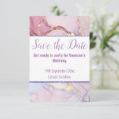 PASTEL MARBLE GLITTER BEWAREN DE DATUM RSVP-KAART RSVP KAARTJE (Staand voorkant)