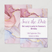 PASTEL MARBLE GLITTER BEWAREN DE DATUM RSVP-KAART RSVP KAARTJE (Voorkant / Achterkant)