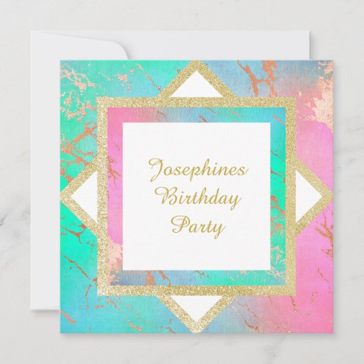 PASTEL MARBLE GOLD BIRTHDAY LAYERED CUSTOM KAART (Voorkant)