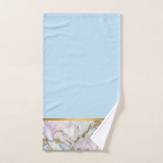 PASTEL MARBLE GOLD BLUE BATHROOM TOWEL SET BAD HANDDOEK (Handdoek)