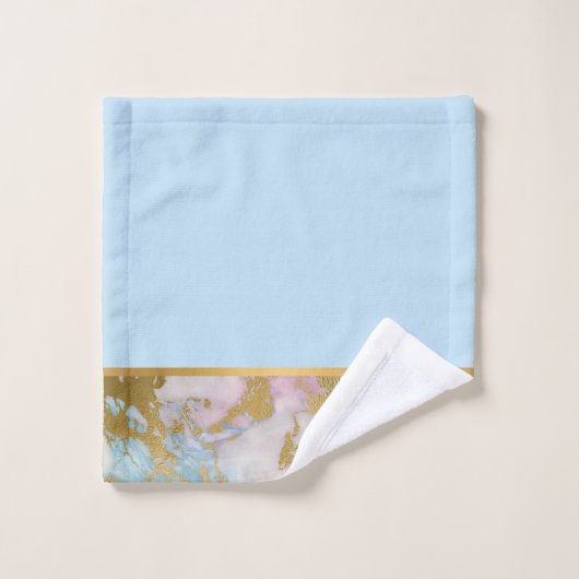 PASTEL MARBLE GOLD BLUE BATHROOM TOWEL SET BAD HANDDOEK (Wasdoekje)