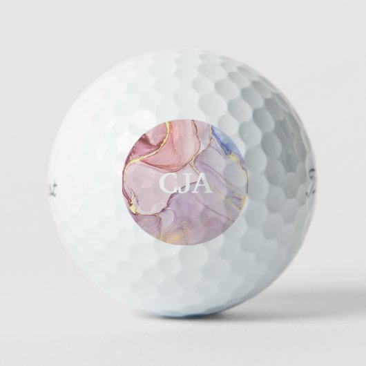 PASTEL MARBLE GOLD CUSTOM GOLF BALLS GOLFBALLEN (Voorkant)