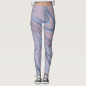 Pastel Marble Liquid Pink Blue Patroon Leggings (Voorkant)