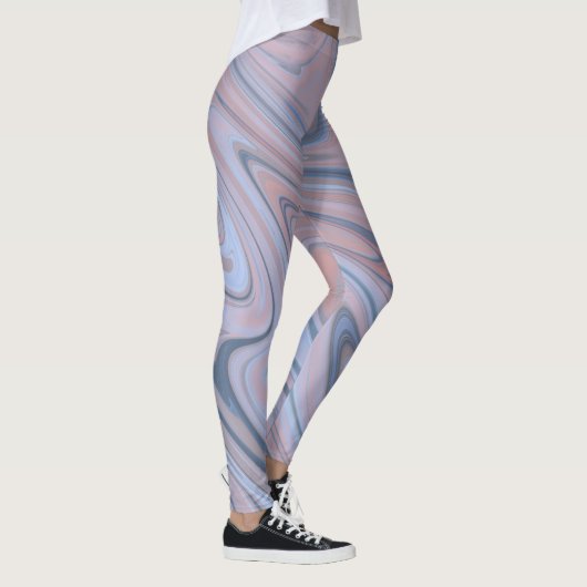 Pastel Marble Liquid Pink Blue Patroon Leggings (Rechts)