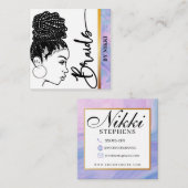 Pastel Marble Modern Hair Braiding Salon Square Bu Vierkante Visitekaartje (Voorkant / Achterkant)