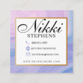 Pastel Marble Modern Hair Braiding Salon Square Bu Vierkante Visitekaartje (Achterkant)