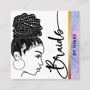 Pastel Marble Modern Hair Braiding Salon Square Bu Vierkante Visitekaartje