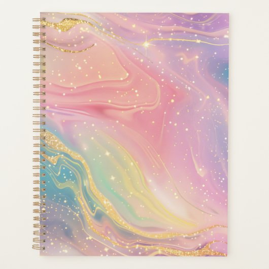 Pastel Marble Planner with Gold Sparkles (Voorkant)