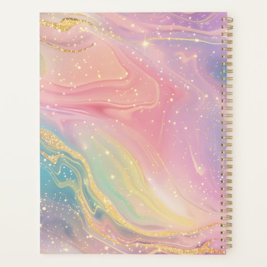 Pastel Marble Planner with Gold Sparkles (Achterkant)