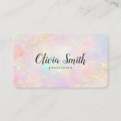 Pastel Marble Script Name and Gold Accents QR Code Visitekaartje (Voorkant)