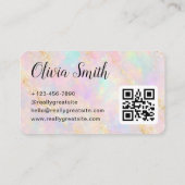 Pastel Marble Script Name and Gold Accents QR Code Visitekaartje (Achterkant)