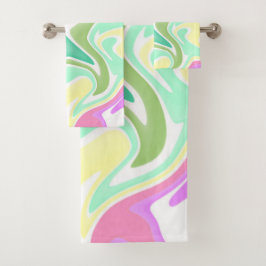 Pastel Marble Swirl Bathroom Towel Set Bad Handdoek