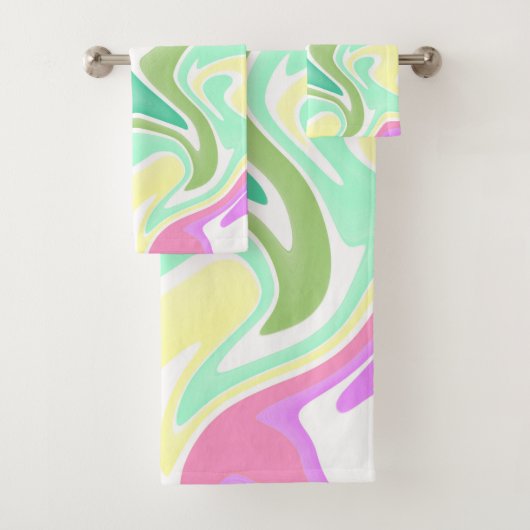 Pastel Marble Swirl Bathroom Towel Set Bad Handdoek (Insitu)