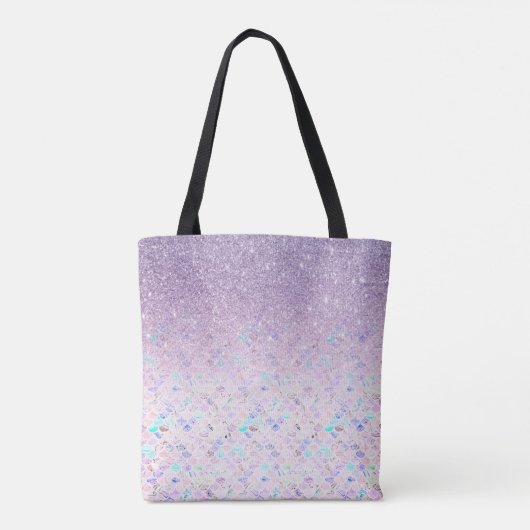 *~* Pastel Marble Tiles Paars Glitter Tote Bag (Achterkant)