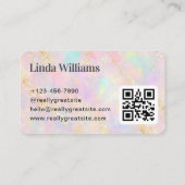 Pastel Marble with Gold Texture QR Code Visitekaartje (Achterkant)