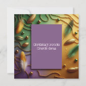 Pastel Mardi Gras Festival Bash Feather Beads Gold Kaart (Achterkant)