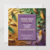 Pastel Mardi Gras Festival Bash Feather Beads Gold Kaart (Voorkant)