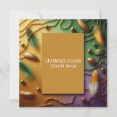 Pastel Mardi Gras Festival Bash Feathers Bead Gold Kaart (Achterkant)