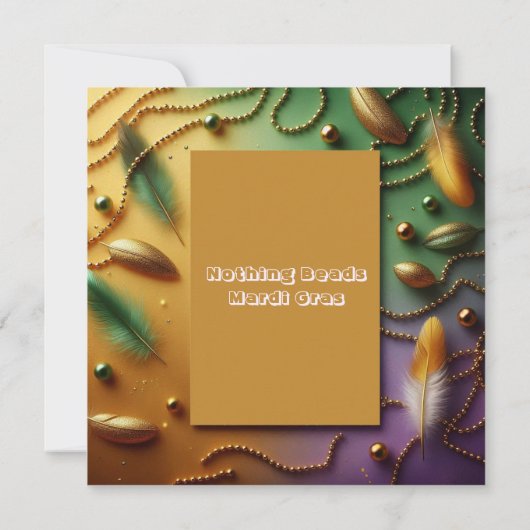 Pastel Mardi Gras Festival Bash Feathers Bead Gold Kaart (Achterkant)