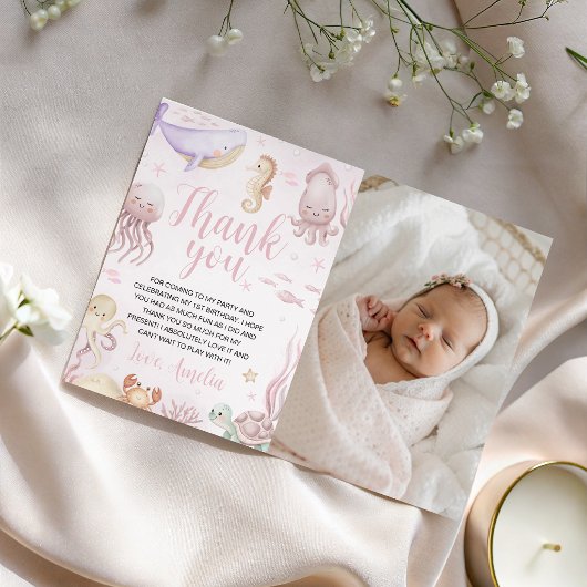Pastel Mariene Foto Bedankkaart Kaart