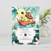 Pastel Marine Turtle Verjaardag Kaart (Staand voorkant)