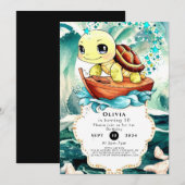 Pastel Marine Turtle Verjaardag Kaart (Voorkant / Achterkant)