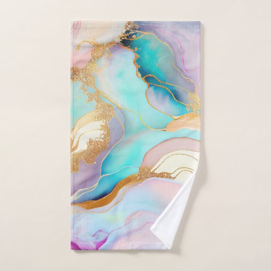 Pastel marmer abstracte glitterkunst bad handdoek (Handdoek)