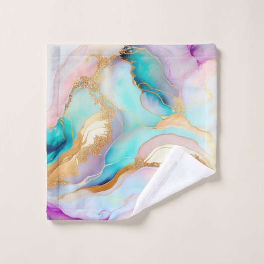 Pastel marmer abstracte glitterkunst bad handdoek (Wasdoekje)