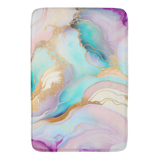 Pastel marmer abstracte glitterkunst badmat (Voorkant Verticaal)