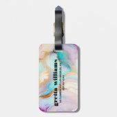 Pastel marmer abstracte glitterkunst bagagelabel (Achterkant verticaal)