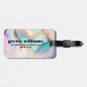 Pastel marmer abstracte glitterkunst bagagelabel (Achterkant horizontaal)